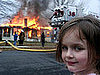 Creepy Girl in Front of a Burning House