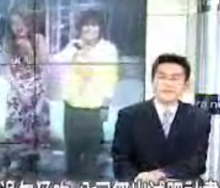 Chick Falls on Live News Show