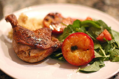 Recipe for Duck Legs with Grilled Plums