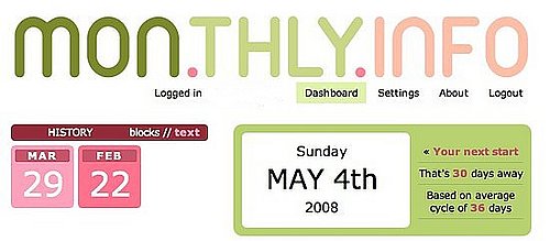 Website Mon.thly.Info Tracks Your Menstrual Cycles Online