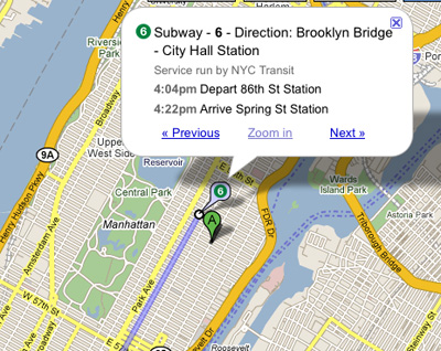 Google Maps Gets NYC Transit Directions 