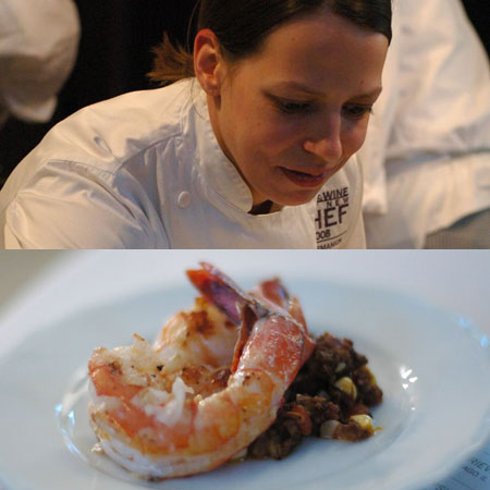 Last but not least is Sue Zemanick from Gautreau's in New Orleans. She had huge lines waiting for her sautéed gulf shrimp with corn, chorizo, and chili-lime vinaigrette.
Last but not least is Sue Zemanick from Gautreau's in New Orleans. She had huge lines waiting for her sautéed gulf shrimp with corn, chorizo, and chili-lime vinaigrette.