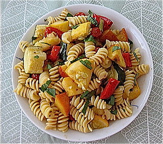Pasta with Roasted Vegetables and Peaches