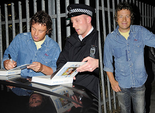 Saucy Jamie Oliver Smiles and Signs