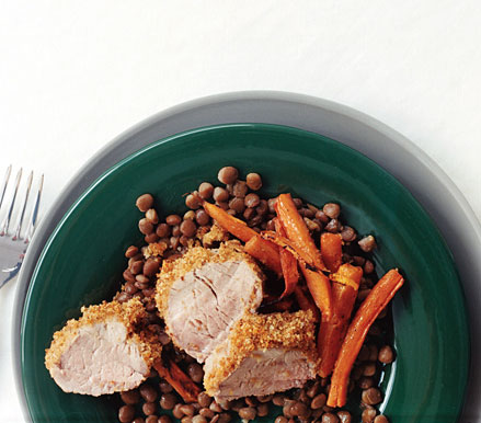 Monday's Leftovers: Mustard-Crusted Pork, Carrots & Lentils
