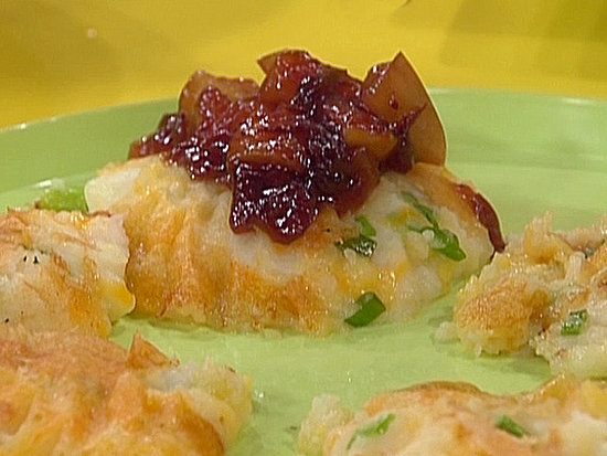 Smashed Potato Cheddar Cakes With Cran-Apple Sauce