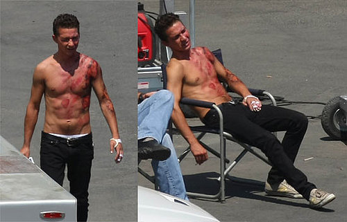 Photos of Shirtless Shia LaBeouf Bloody On Transformers 2 Set