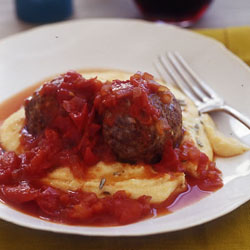 Fast & Easy Dinner: Roasted Lamb Meatballs With Polenta Fast & Easy Dinner: Roasted Lamb Meatballs With Polenta