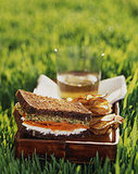 Moroccan Carrot Goat Cheese Sandwiches with Green Olive Tapenade