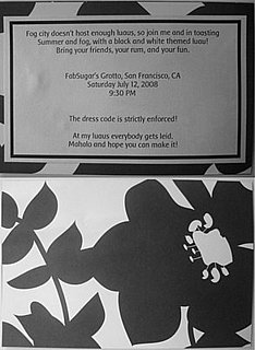 Come Party With Me: Black and White Luau — Invite
