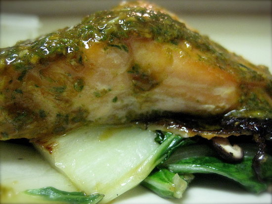 Salmon "Bulgogi" With Bok Choy and Mushrooms 