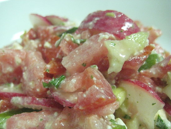 Chopped Veggie Salad With Watermelon and Feta Cheese