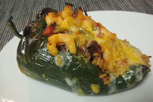 The Amazing Rice: Rice, Chorizo, Shrimp Stuffed Poblanos