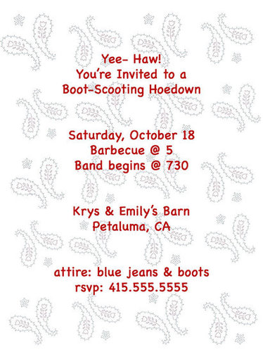 Come Party With Me: Hoedown — Invite