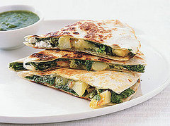 Fast & Easy Dinner: Potato, Greens, and Goat Cheese Quesadillas