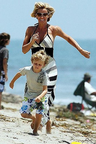 Jenny McCarthy and Evan Run in the Malibu Sands Jenny McCarthy and Evan Run in the Malibu Sands