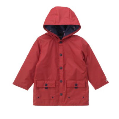 Red Hooded Raincoat $52 Red Hooded Raincoat $52