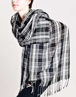 Black & White Plaid Scarf $42, OAK Black & White Plaid Scarf $42, OAK