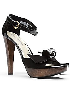 Stella McCartney Suede Patent Ankle Strap Bow Sandals