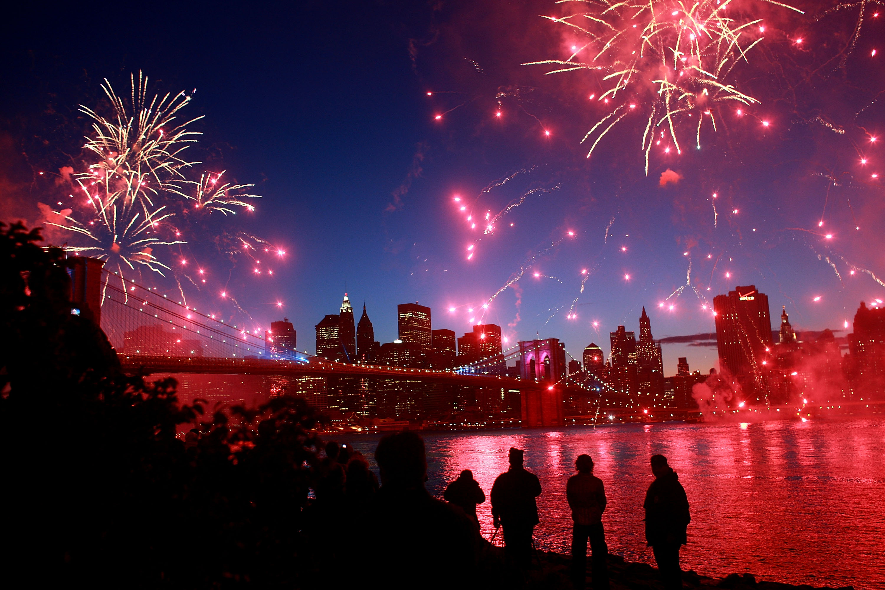 New York hosted a fireworks display. New York hosted a fireworks display.