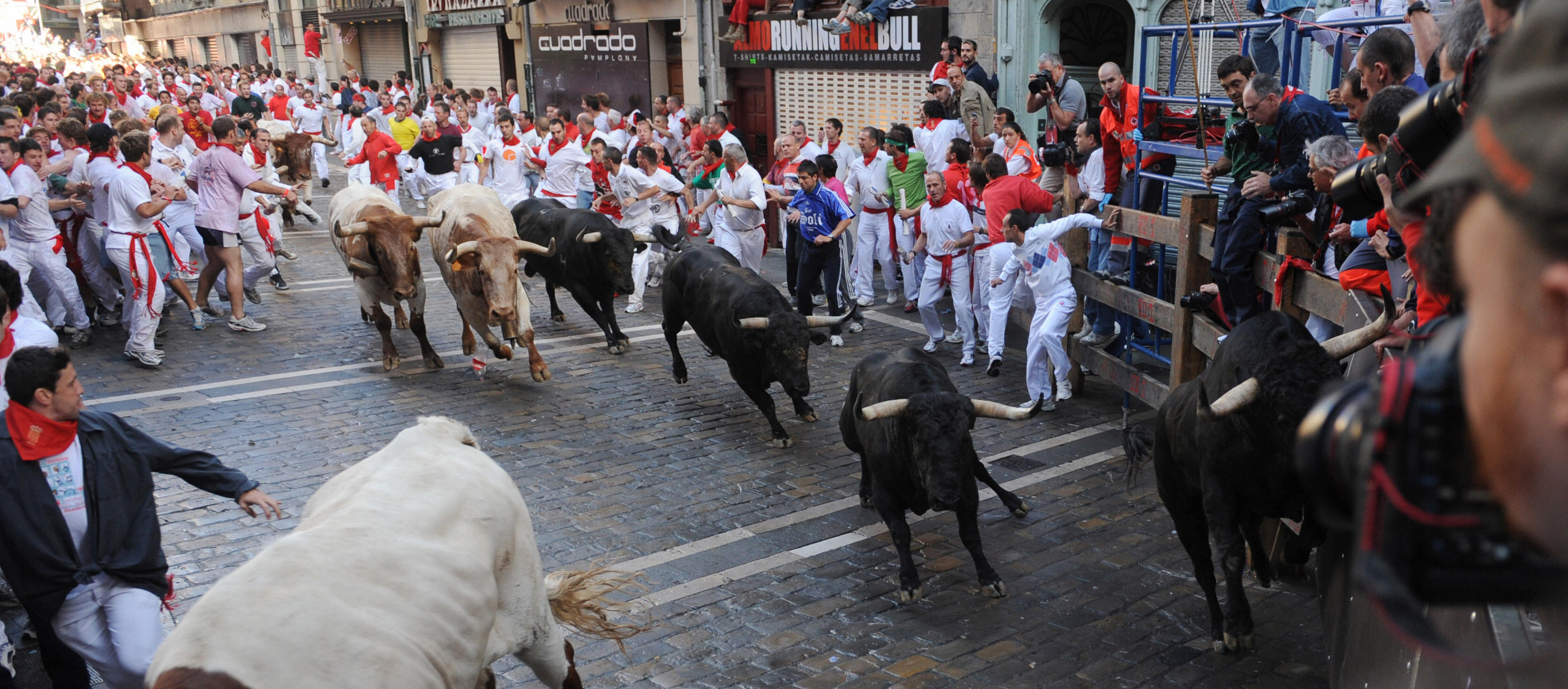 The first day of the San Fermin bull run on July 7 in Pamplona, northern Spain. The first day of the San Fermin bull run on July 7 in Pamplona, northern Spain.