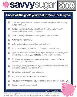 Financial Goal Sheet for 2009