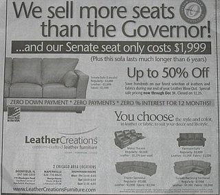 Sofa Ad Makes Fun of Governor Rod Blagojevich