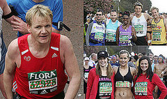 Gordon Ramsay, Kate Lawler, Ben Fogle, Ronan Keating and James Cracknell Run the London Marathon