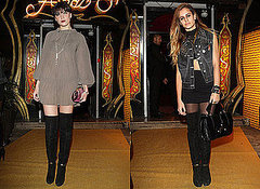 Daisy Lowe and Alice Dellal in Fendi Over The Knee Boots, Fendi Party, Paris Fashion Week