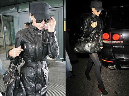 Victoria Beckham Black Handbag, Celebrity Style, Belstaff Jacket