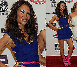 Amelle Berrabah in blue Preen dress at 2008 MTV European Music Awards