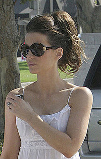 Photo of Kate Beckinsale with messy poytial, shopping with Len Wiseman - love or hate her hair style?