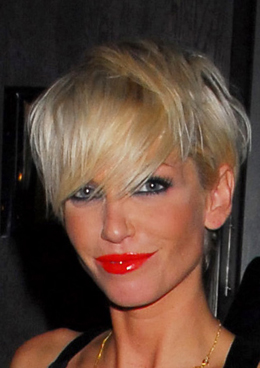 Photo of Sarah Harding with Bright Red Lipstick Shiny Pout Lips. Pick of the Best Vamp Red Lipsticks