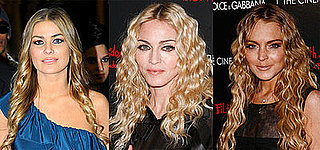 Celebrity Hair Trend Autumn Winter. Photos of Madonna, Lindsay Lohan and Carmen Electra With Tight Corkscrew Curls Middle Parts