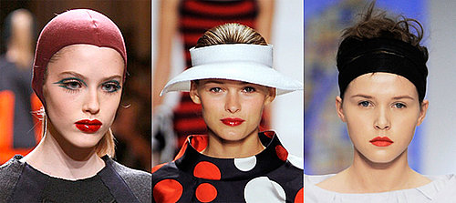 Catwalk Runway Beauty Trend Tomato Red Lipstick on Models at Michael Kors, Betty Jackson and Miu Miu.