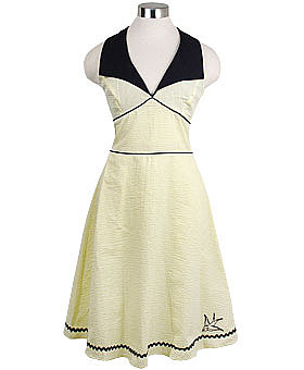 Retro Yellow Sparrow Halter Dress by Rock Steady ($68)