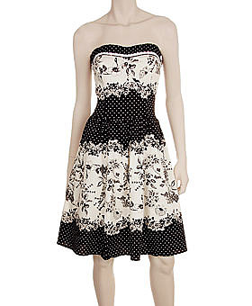 Black & Ivory Polka Dot Floral Strapless Dress ($49)