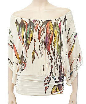 Bohemian Feather Print Chiffon Top ($34)