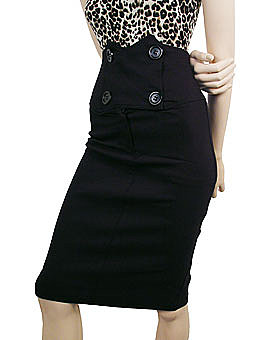 High Waist Black Retro Pencil Skirt