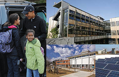 The Obama Girls Go Green at School