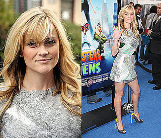Reese Witherspoon at the LA Premiere of Monsters vs. Aliens in a Rodarte Silver and Green Dress and Balenciaga Pumps