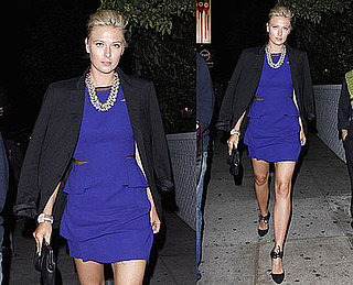 Tennis Star Maria Sharapova Seen in LA Wearing Cobalt Dress and Black Blazer