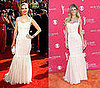 Mad Men Actress January Jones and Swimsuit Model Marisa Miller Wear the Same White Dolce & Gabbana Dress