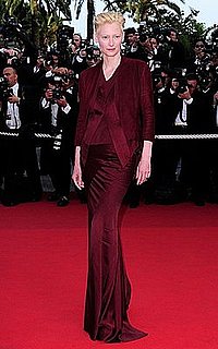 Actress Tilda Swinton in Silky Wine Colored Haider Ackermann Outfit at the Up Premiere at the 2009 Cannes Film Festival