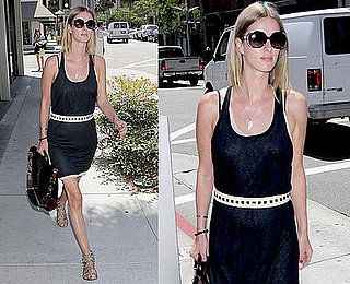 Nicky Hilton Strolls LA Wearing Black Knit Tank Dress With Marni Balloon Tote