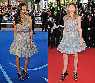 Zoe Saldana and Doutzen Kroes Both Wear Azzedine Alaia's Gray Full-Skirt Dress