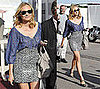Diane Kruger Strolling Cannes in Splendid Floral Blouse and Ray Ban Wayfarers