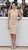 Penelope Cruz at the Cannes Film Festival in Nude Banded Dolce & Gabbana Dress and Nude Satin Louboutin Peep-Toe Pumps