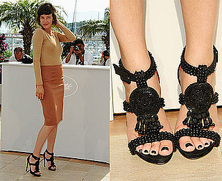 Actress Paz de la Huerta in Camel Skirt and Black Tribal Sandals at the Enter the Void Photocall at 2009 Cannes Film Festival