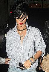 Photo of Rihanna Wearing Striped Button Down Shirt In NYC